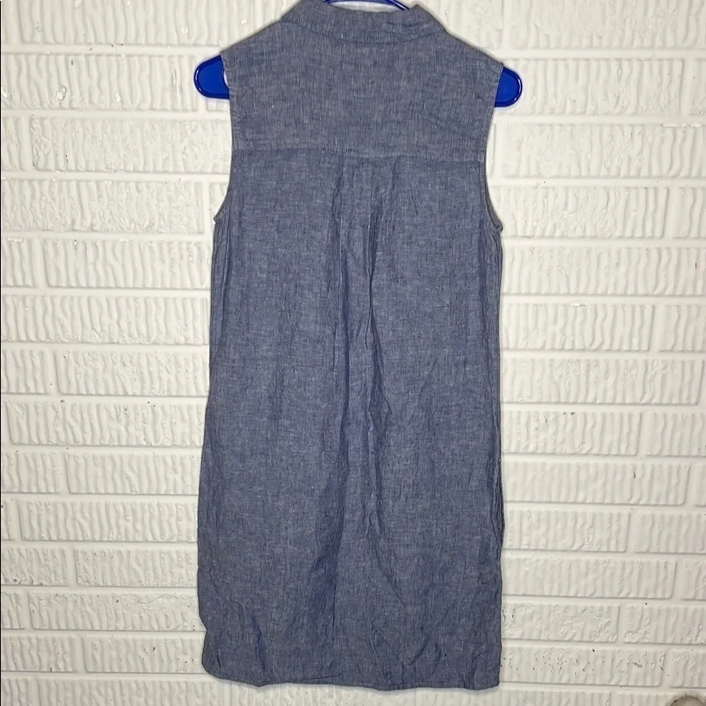 Adrienne Vittadini 100% Linen Blue Button-Down Dress - Picture 2 of 3